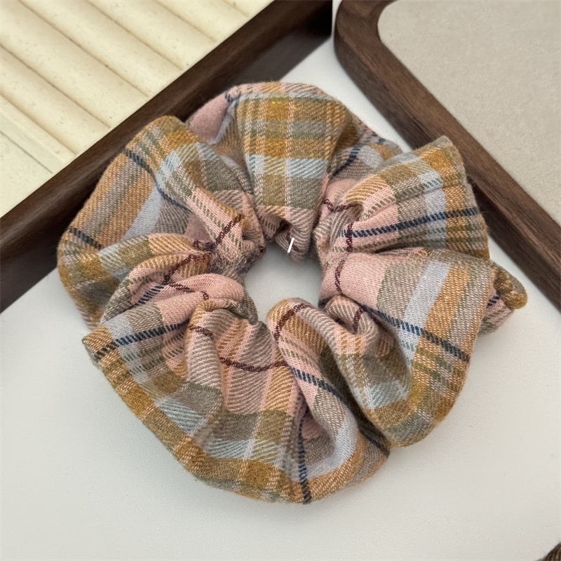 Women's Preppy Cloth Hair Scrunchie For All Seasons Checkered Plaid
