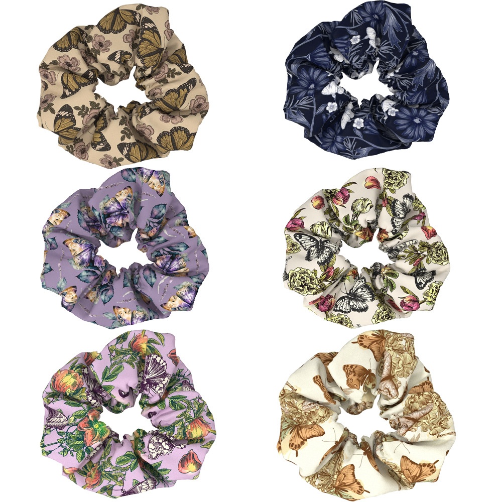 Women's Vintage Cloth Hair Scrunchie Daily Elastic Band Butterfly Print