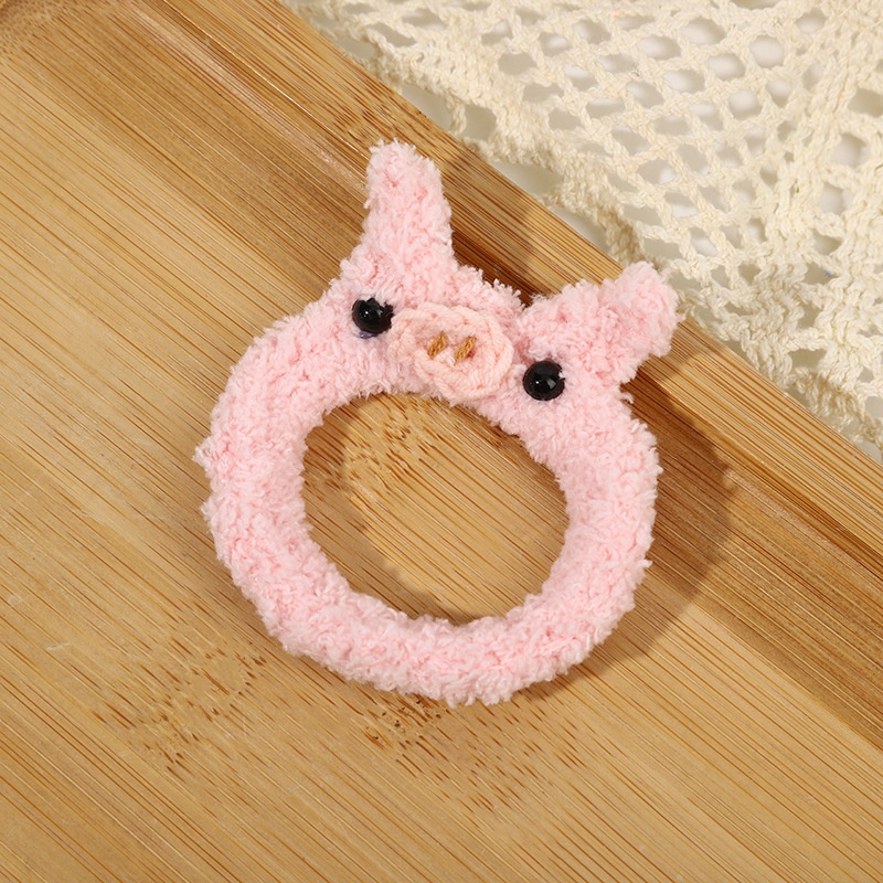 Girls Winter Knitted Yarn Hair Ties Cartoon Plush Animal Rabbit Bear