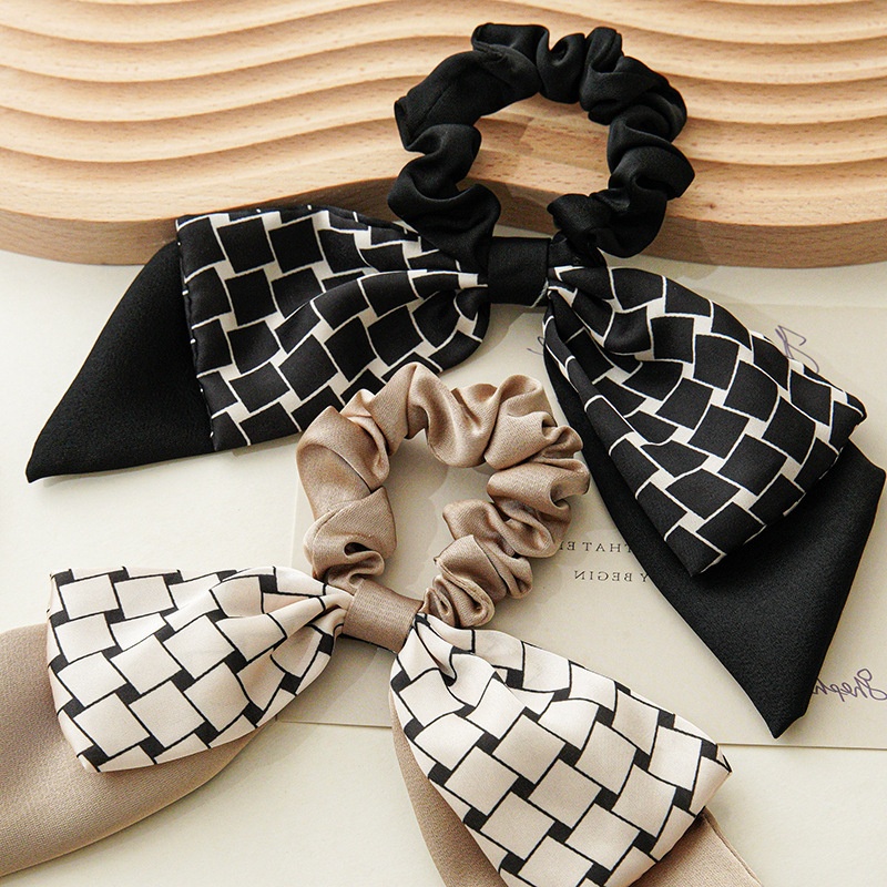 Women's Elegant Autumn Satin Ponytail Scrunchie Retro Ribbon Bowknot