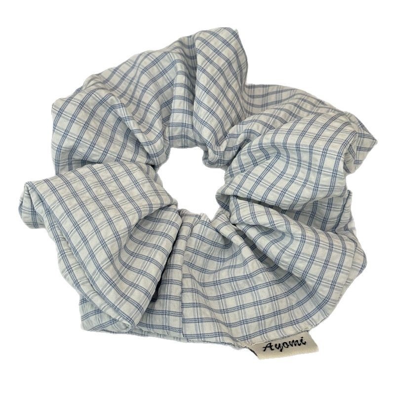 Women's Stylish Cloth Scrunchie Hair Accessories Blue Yellow Plaid