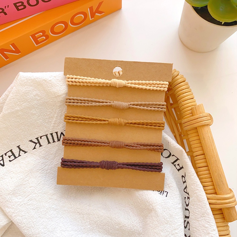 Women's High Elastic Polyester Bean Knot Hair Tie Set Gradient Color