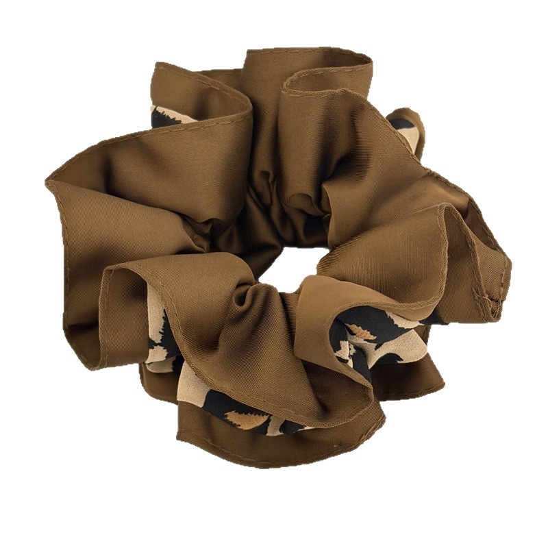 Women's Chic Satin Hair Tie For Daily Wear Black Coffee Leopard Print