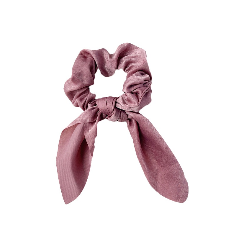 Women's Handmade Rabbit Ear Scrunchie Daily Hair Tie Solid Satin Bow