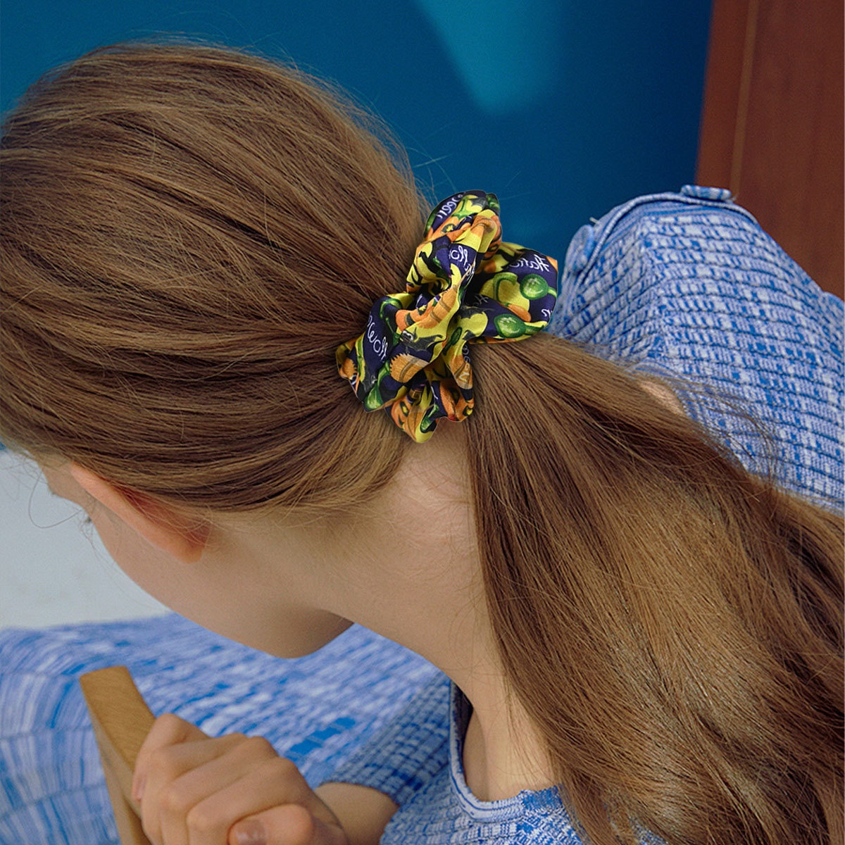 Women's Stylish Cloth Hair Scrunchies Festive Halloween Pumpkin Print