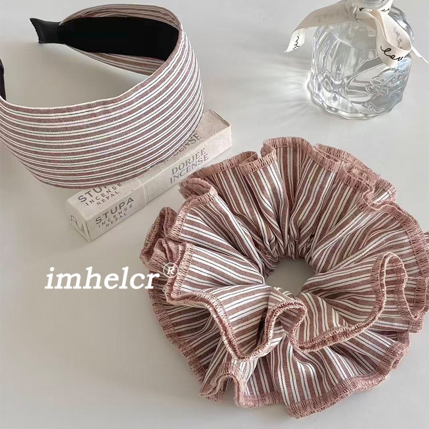 Women's Spring Commute Cloth Hair Tie Accessory Coffee Striped