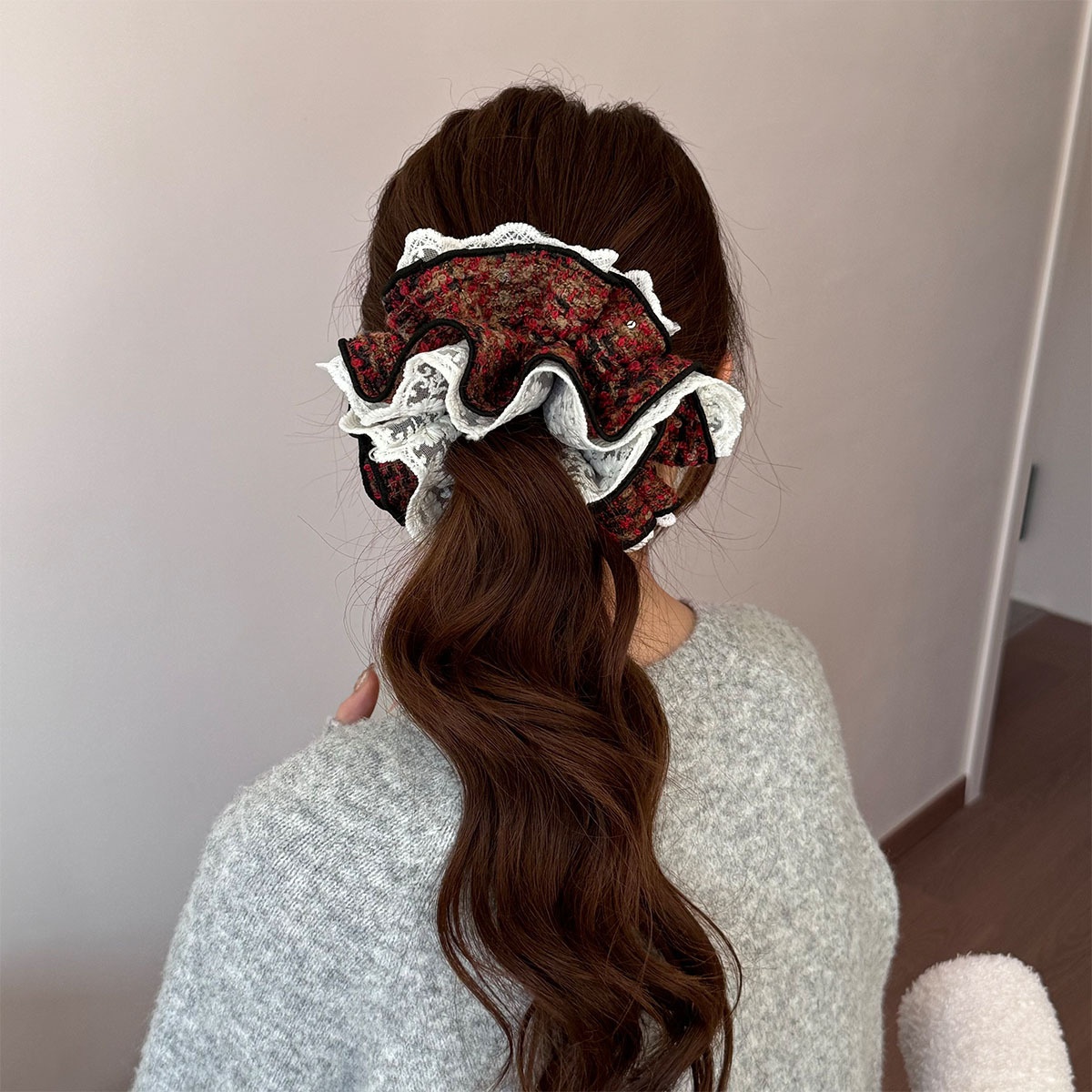 Women's All Season Cloth Hair Tie Scrunchies Lace Floral Dot Pattern