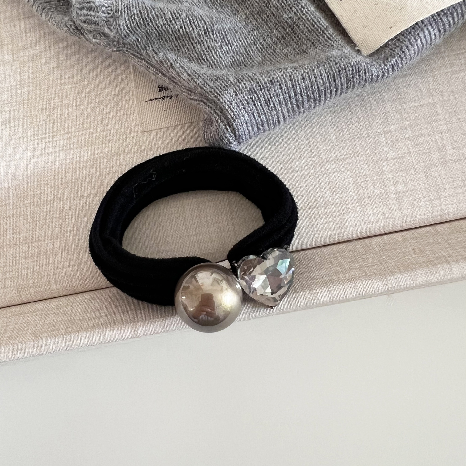 Women's Pearl Rhinestone Elastic Hair Band All-Season Red Champagne Black Heart