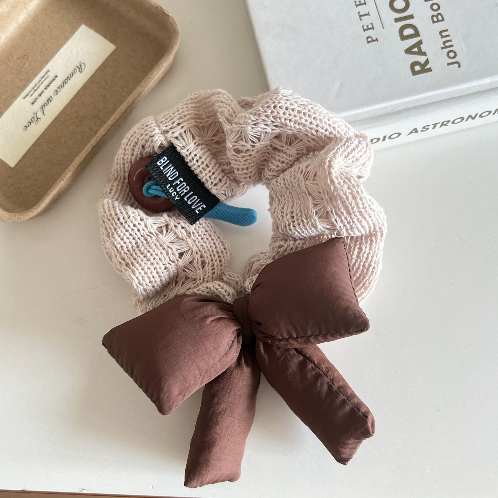 Women's Knitted Wool Butterfly Knot Scrunchies Lazy Style Winter Hair Ties