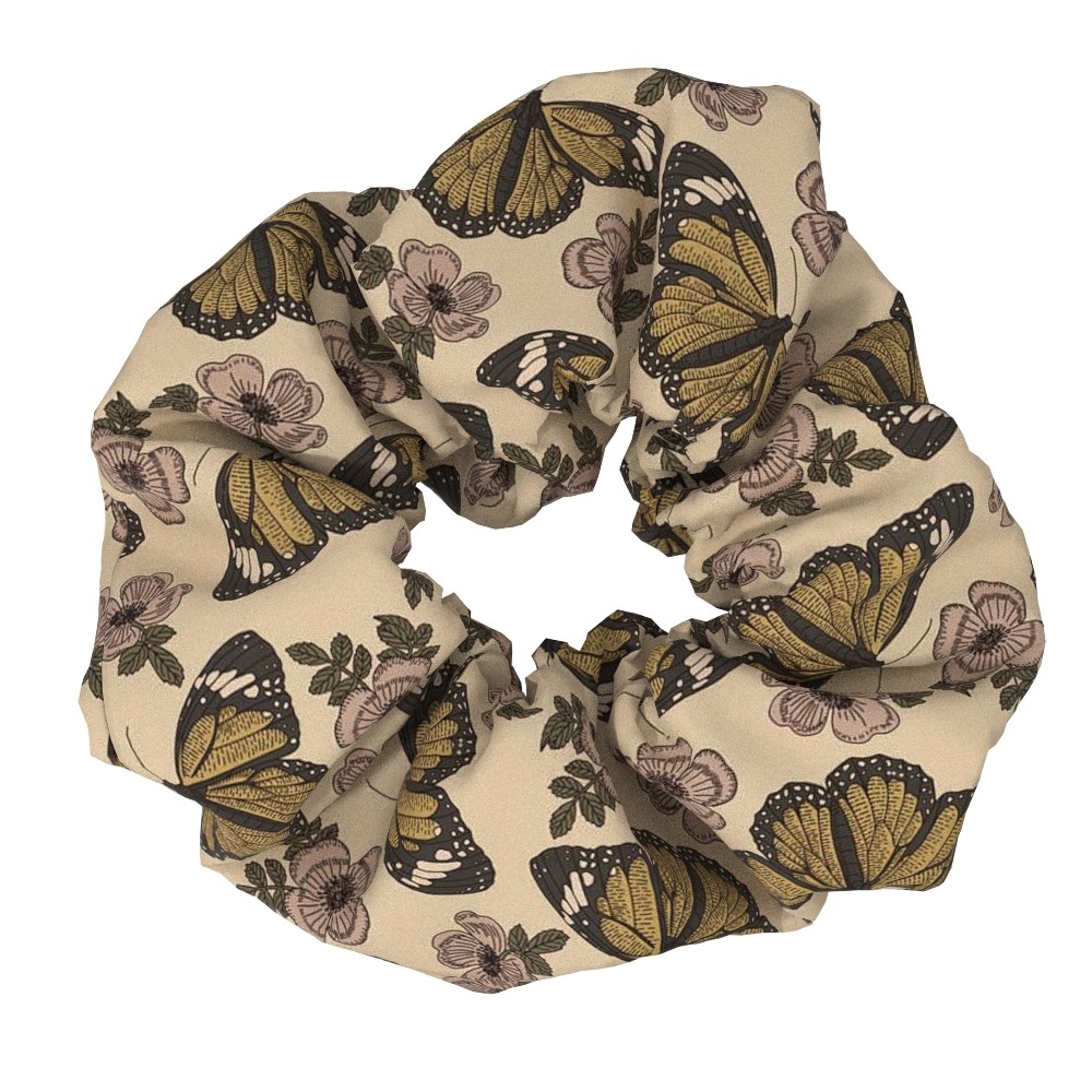 Women's Vintage Cloth Hair Scrunchie Daily Elastic Band Butterfly Print