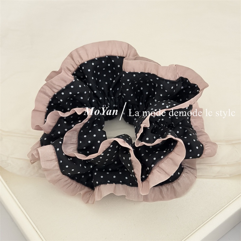 Women's Spring Soft Cloth Hair Tie Scrunchie Classic Polka Dots