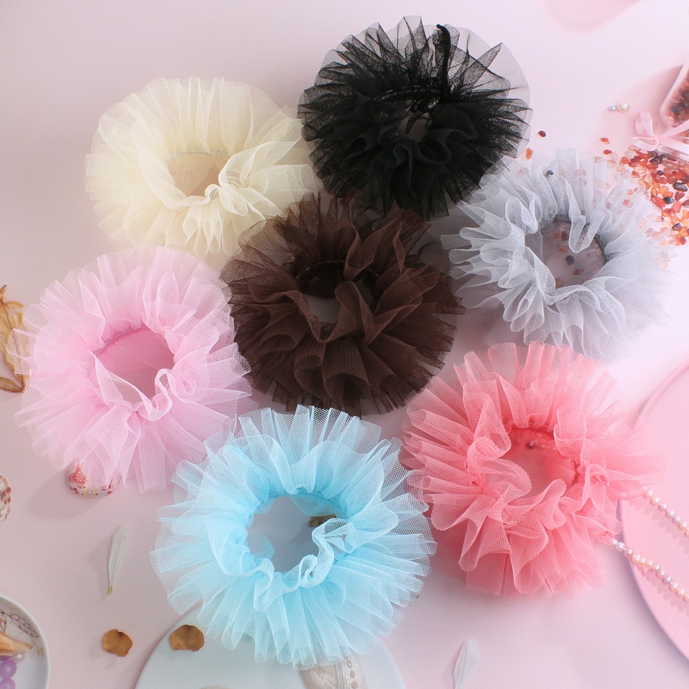 Women's Tulle Lace Multi-Layer Scrunchie Ballet Style Volumizing Hair Tie