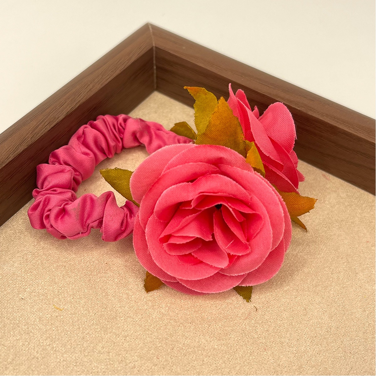 Women's Holiday Hair Tie Accessory Pastoral Plumeria Flower Pattern