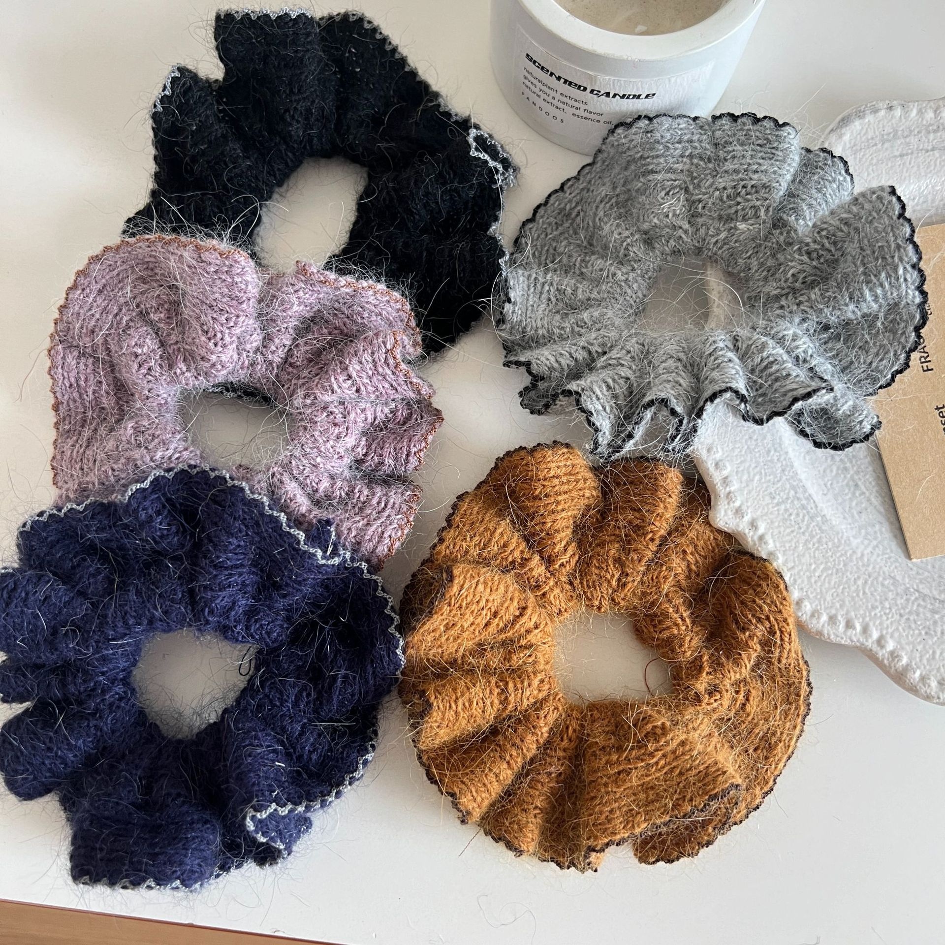 Women's Heavy Knit Double Layer Elastic Bun Headband Solid Blue