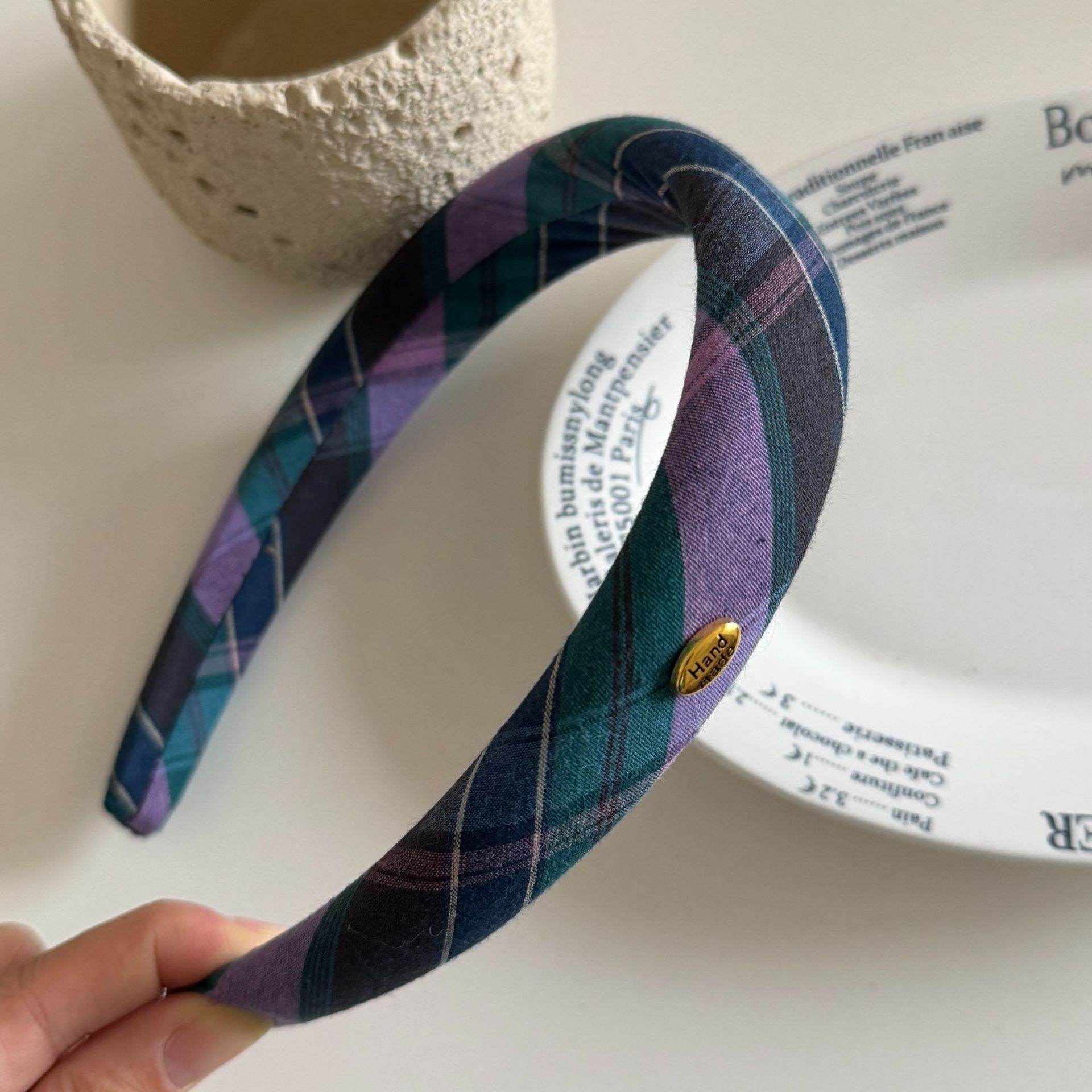 Women's Academy Cloth Scarf Scrunchie Elastic Hair Bands Plaid Pattern