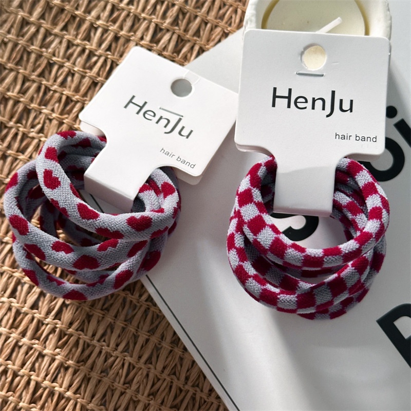 Women's 5Pcs Thickened Towel Hair Ties High Elasticity Winter Polka Dot Bands