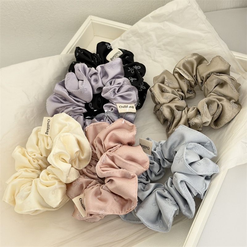 Women's Elegant Soft Satin Bow Knot Hair Tie For Everyday Wear Black