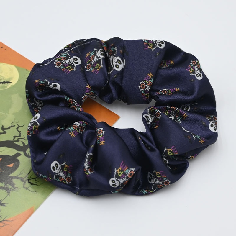 Women's Elastic Cloth Hair Scrunchie Cartoon Halloween Pumpkin Print