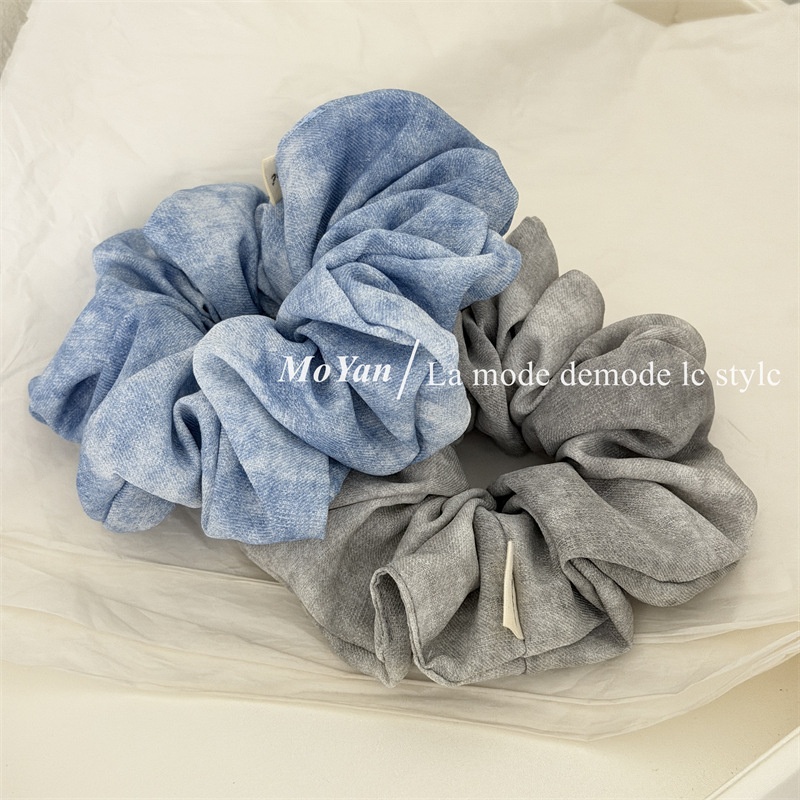 Women's Daily Wear Soft Cloth Retro Hair Tie Blue Grey Tie Dye