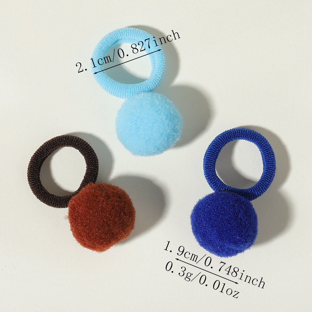 Girls' New Year Hairball Rubber Band Hair Ties Red Multicolor Wool Yarn