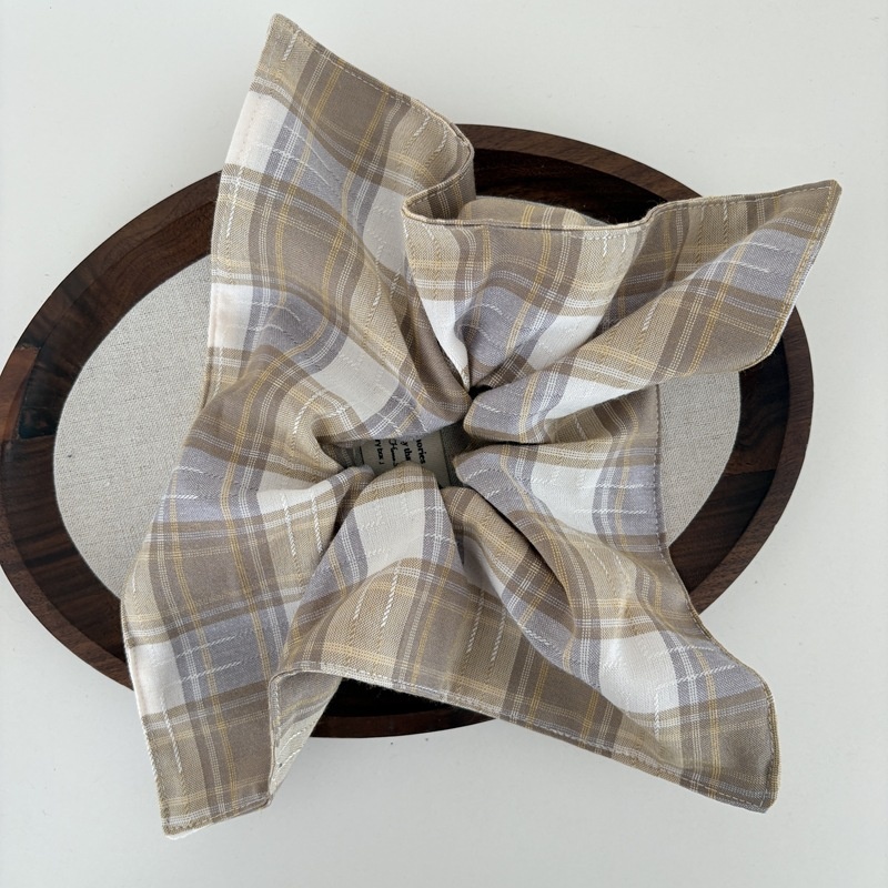 Women's Everyday Preppy Cloth Hair Scrunchie Blue Checkered Plaid