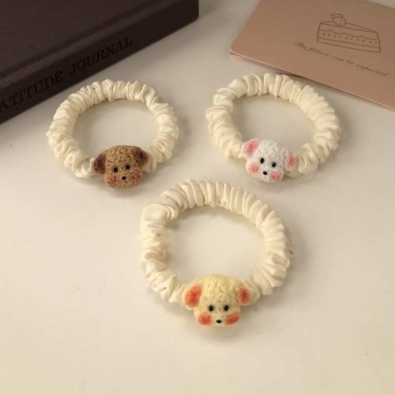 Girls Cute Puppy Cartoon Hair Loop Soft Ponytail Holder Sweet Ins Style Headwear