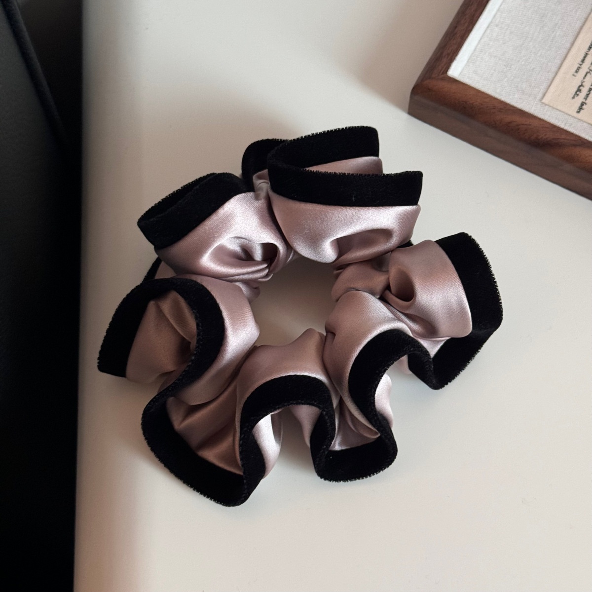 Women's Retro Velvet Satin Large Bow Hair Tie Headband Color Block