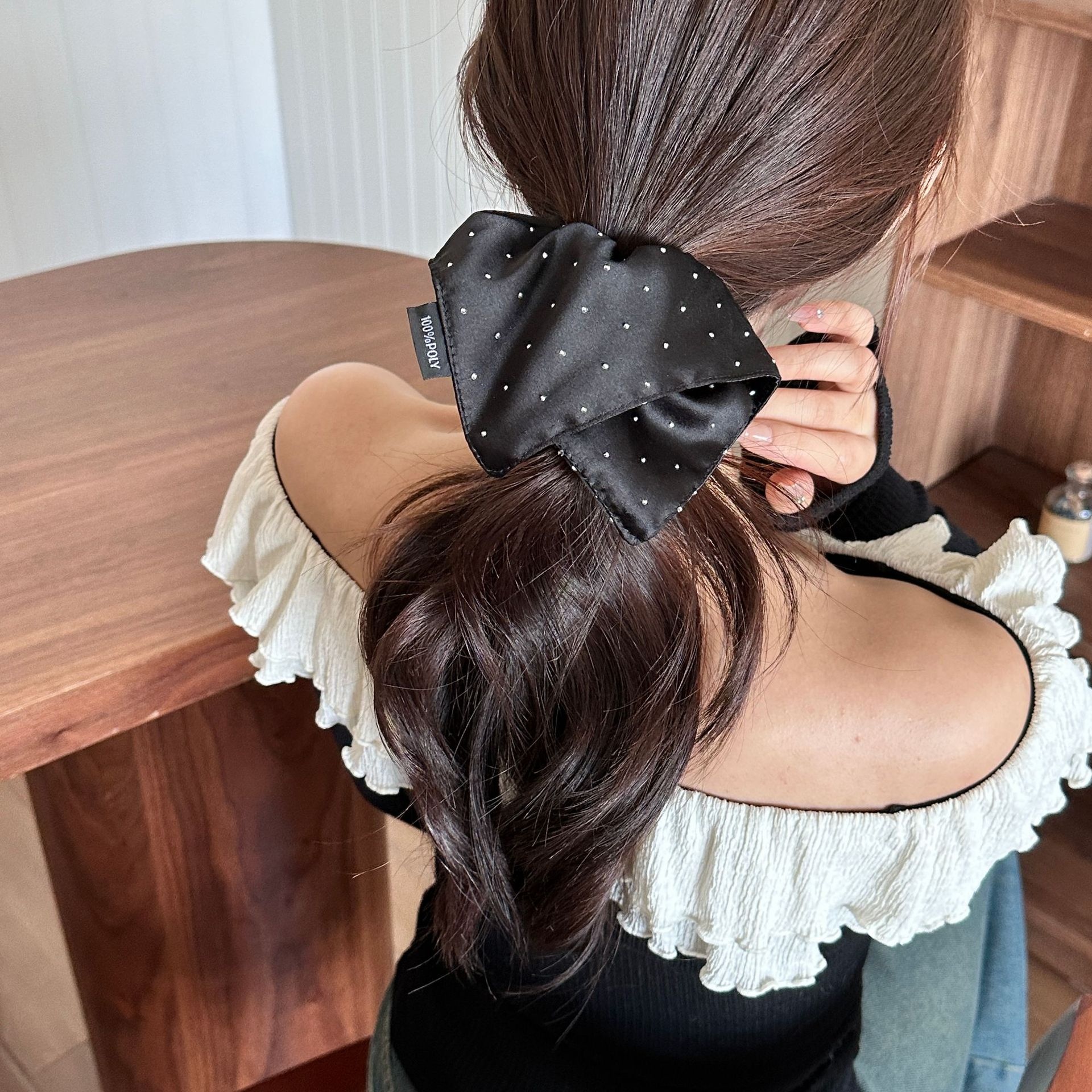 Girls Cloth Scarf Scrunchies Pastoral Fruit Hair Band Rose Red