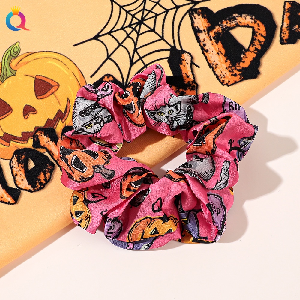 Women's Elastic Halloween Hair Tie Funny Pumpkin Skull Pattern