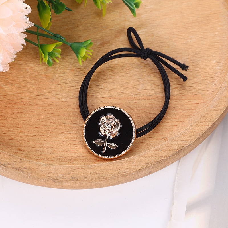 Ladies Casual Cloth Hairband High Elasticity All Seasons Black Rose Headwear