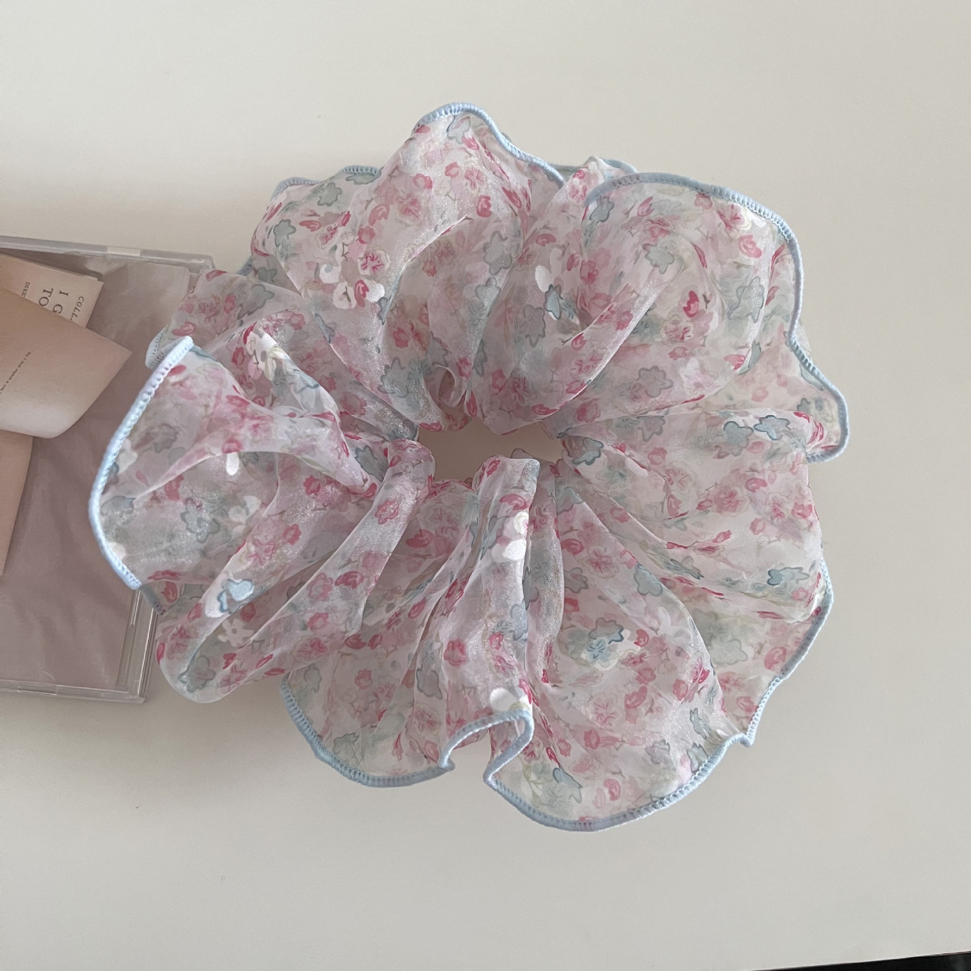 Women's Fairy Ditsy Floral Lace Hairband Gauze Bun Tie Spring Summer Season