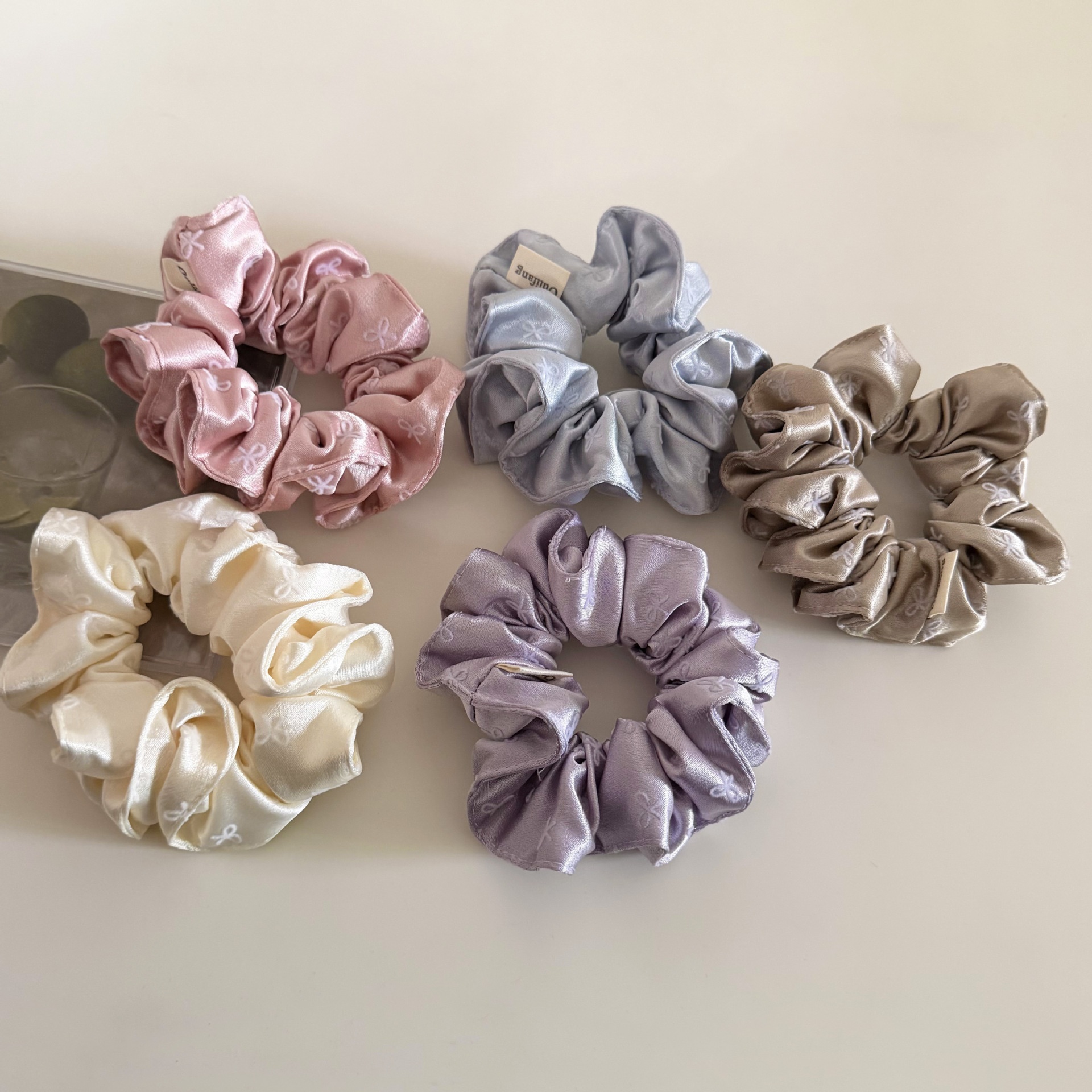 Women's Sweet Satin Spring Hair Rubber Band Champagne Bowknot