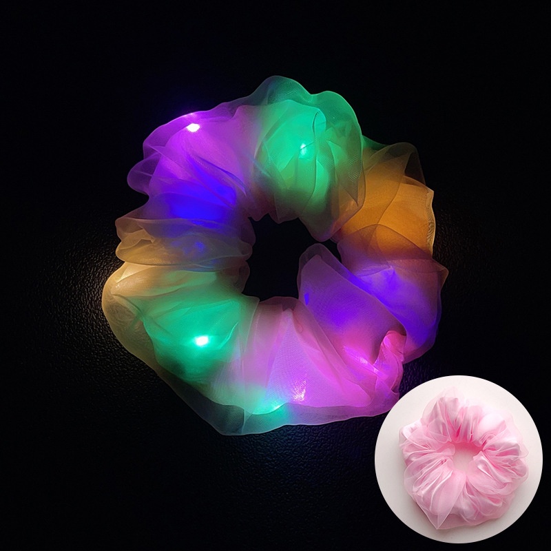Women's Casual Cloth Hair Tie Scrunchie Round Dots Solid Color