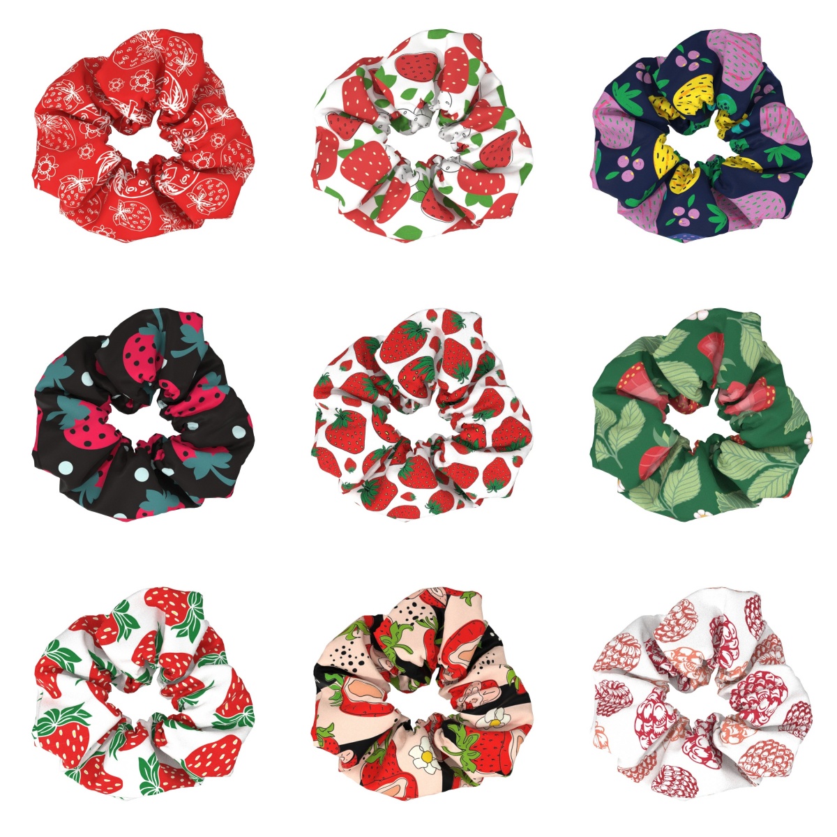 Women's Fabric Elastic Scrunchie Hair Tie Sweet Strawberry Pattern