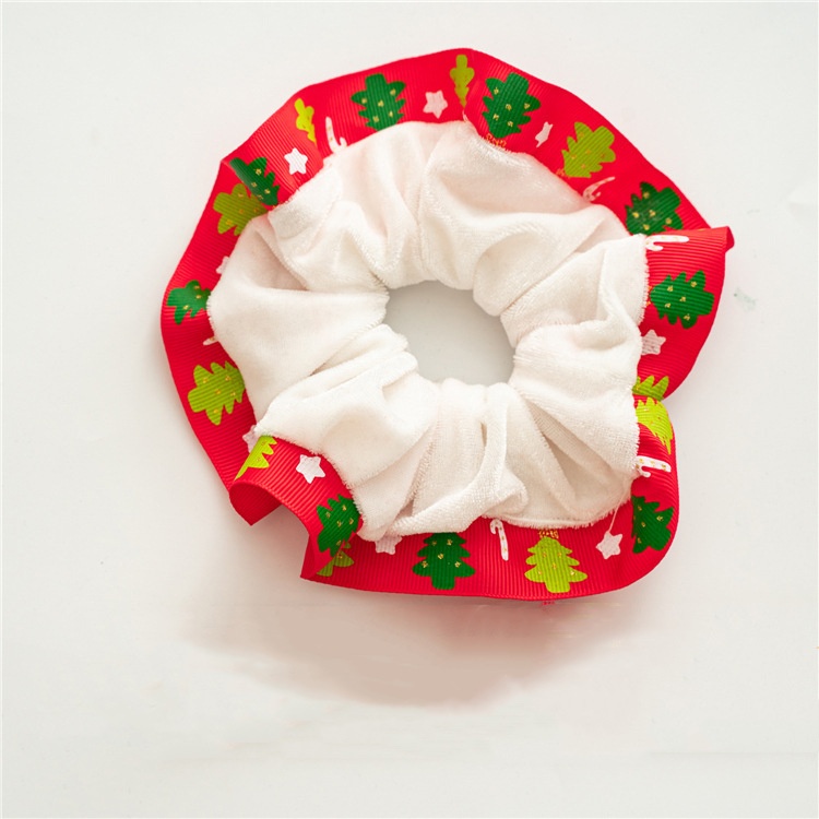 Girls Winter Warm Plush Fabric Hair Bands Cute Christmas Tree Red Blue