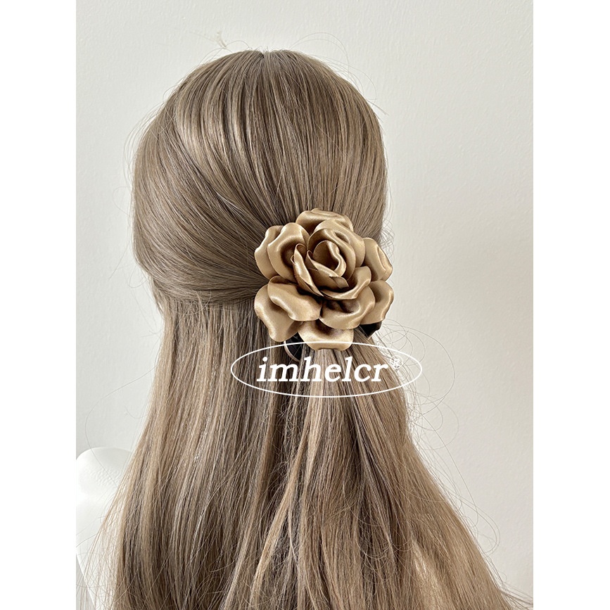 Women's Elegant Satin Daily Hair Tie Scrunchie Romantic Purple Rose