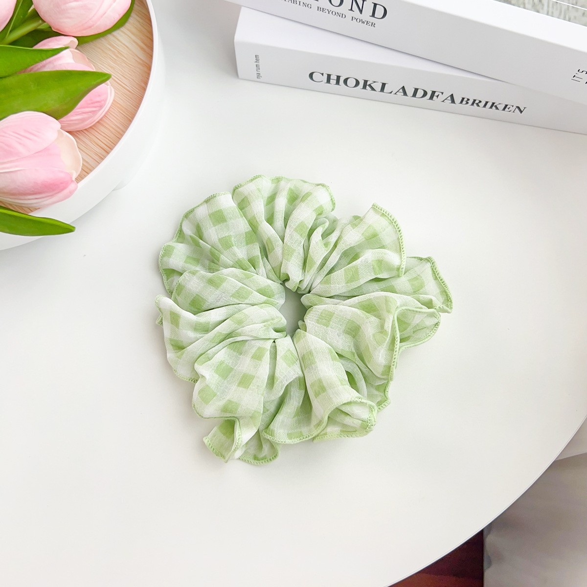 Women's Elegant Fabric Party Hair Ties Fresh Floral Grid Pattern