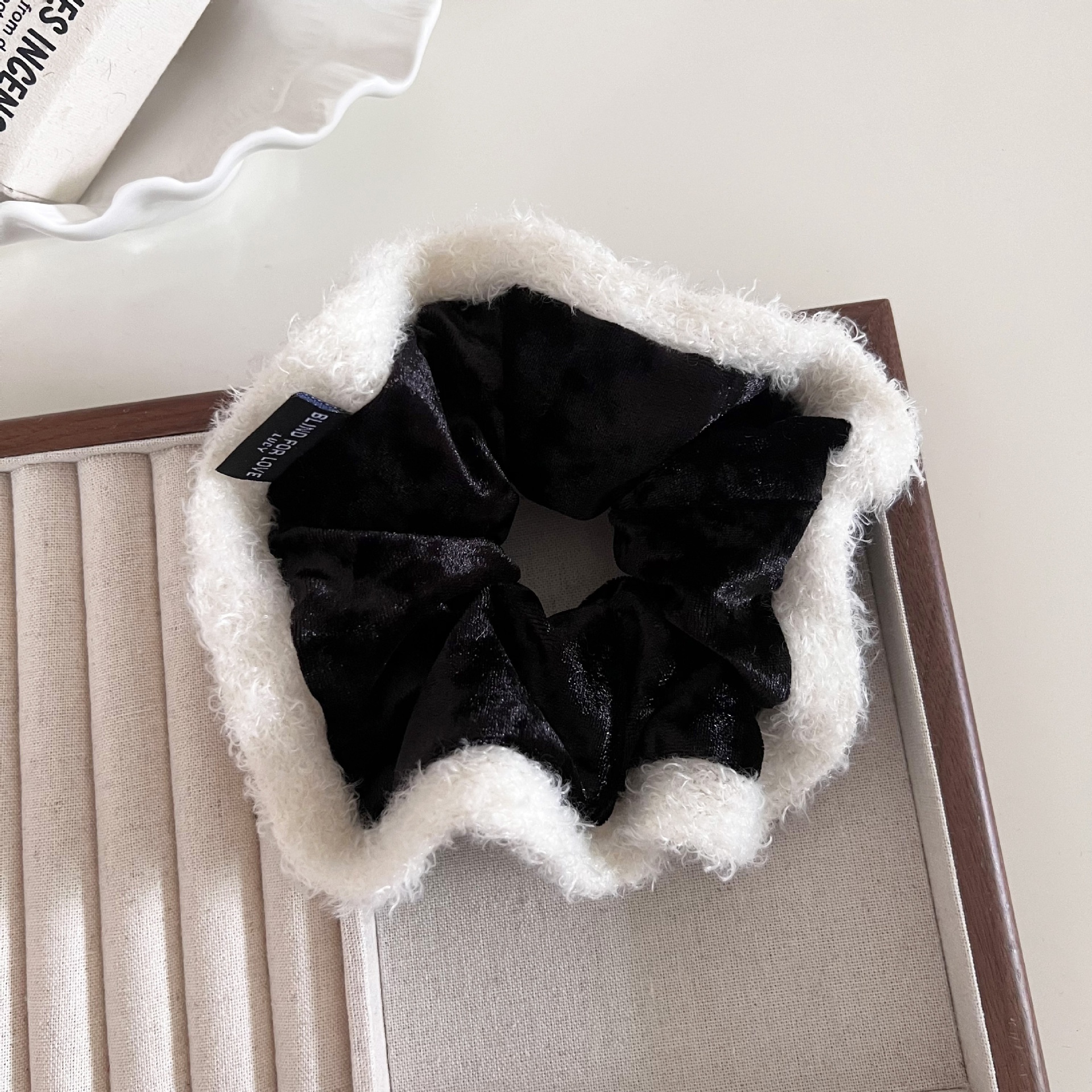 Women's Winter Flannel Christmas Low Bun Hair Tie Soft Scrunchie Solid Color