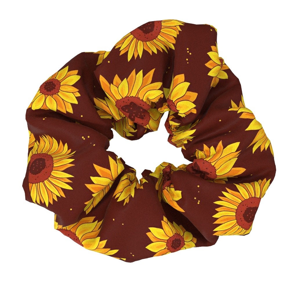 Women's Summer Cotton Elastic Hair Tie Giant Sunflower Pattern