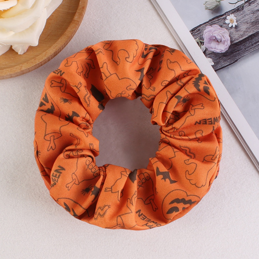 Women's Halloween Party Fabric Hair Scrunchies Colorful Skull Pattern