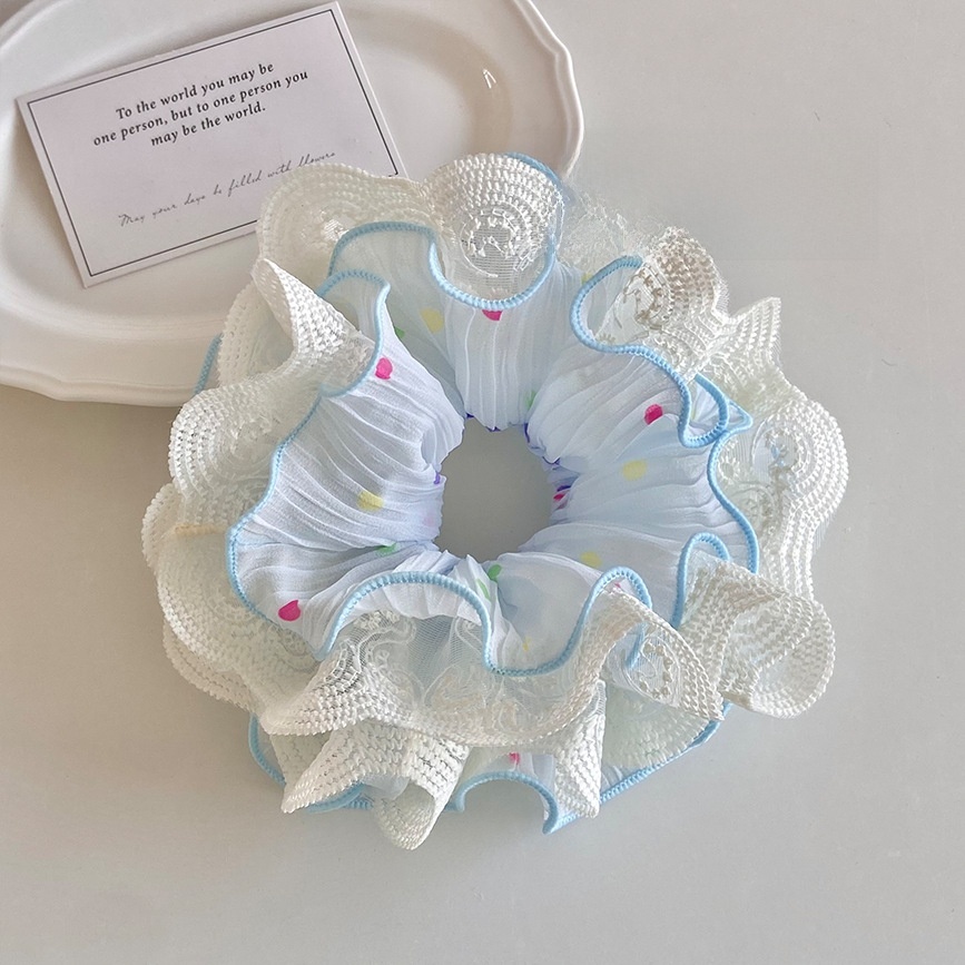 Women's Spring Gauze Hair Tie Sweet Colorful Polka Dots And Lace