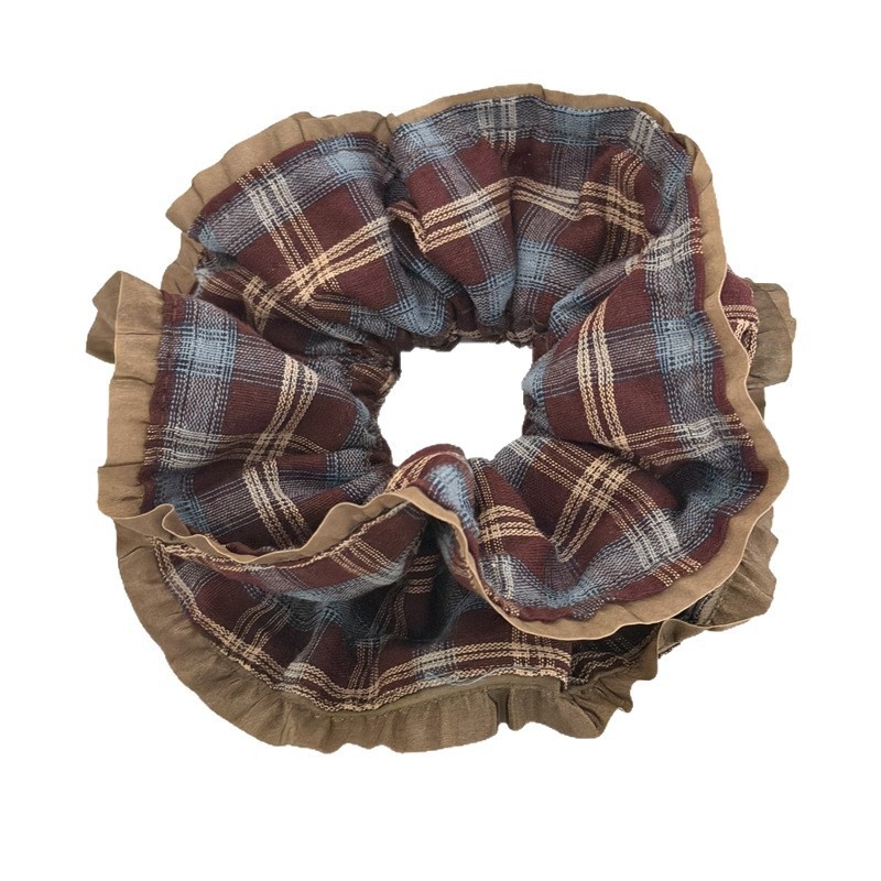 Women's Retro Spring Cloth Hair Tie Multicolor Plaid Color Block