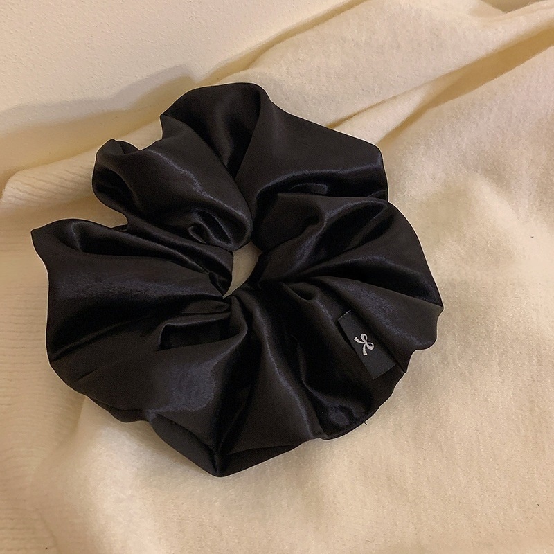 Women's Elegant Glossy Satin Hair Scrunchies Cream Solid Color