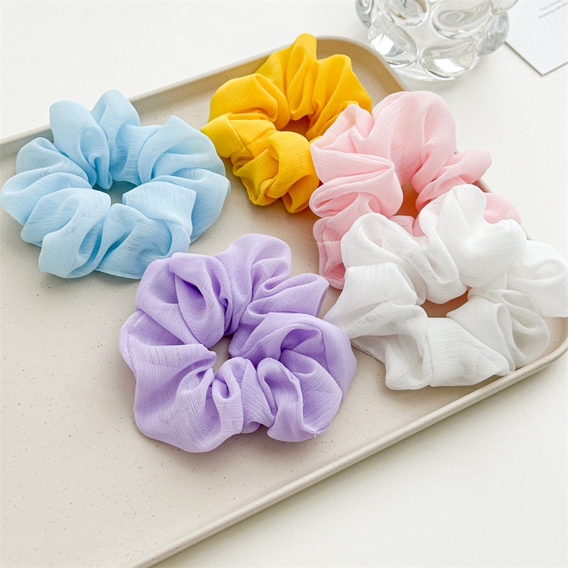 Women's Spring Polyester Hair Tie Simple Rubber Band Solid Blue