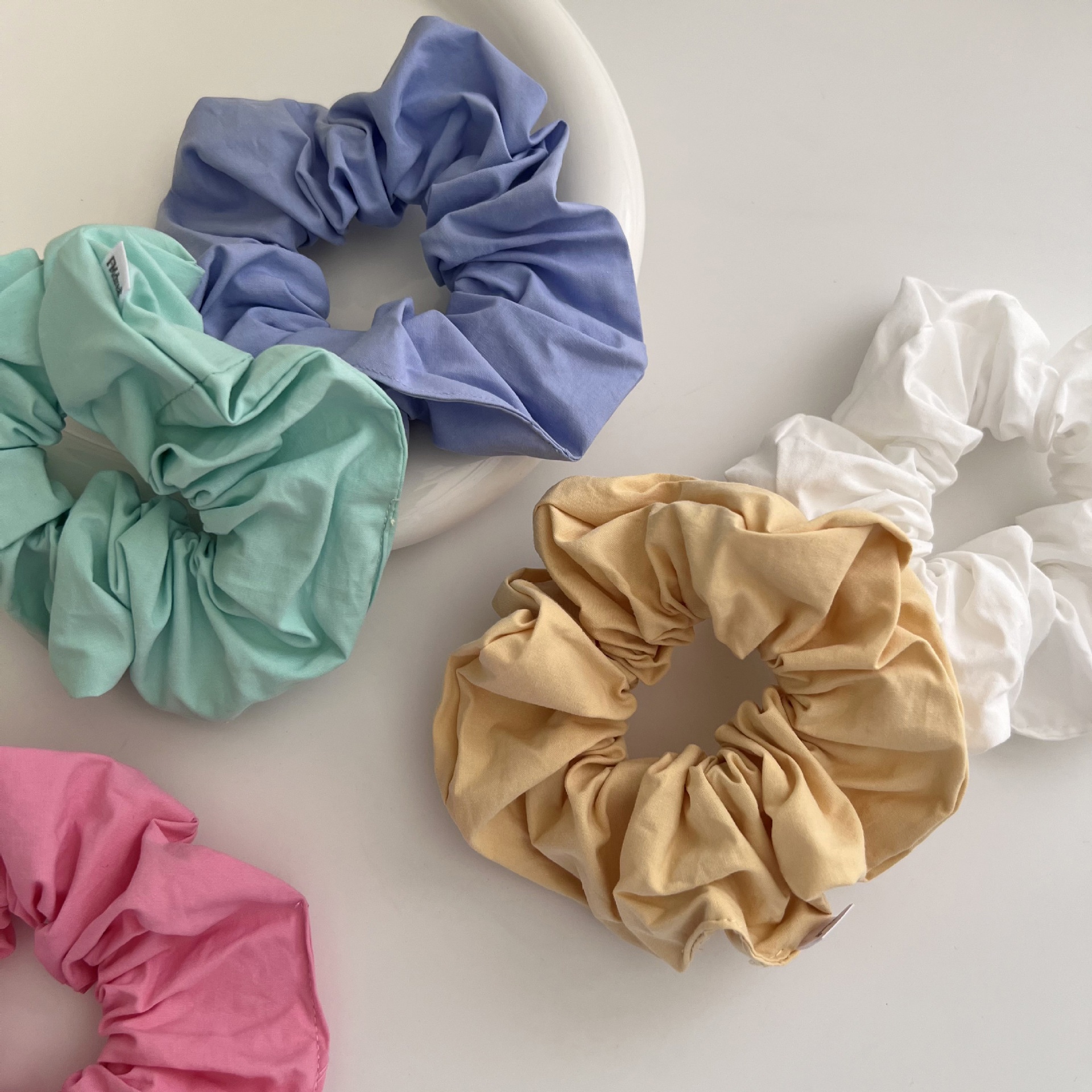Women's Elegant Cloth Scrunchie Ponytail Holder Solid Colorful