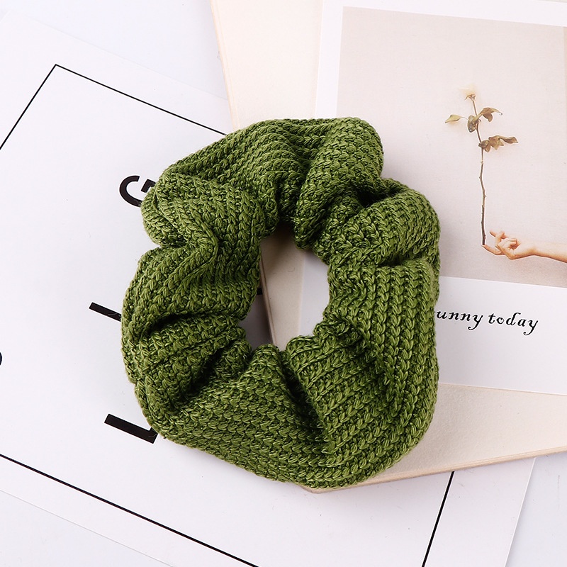 Women's Winter Thick Knitted Braided Hair Scrunchies Solid Color