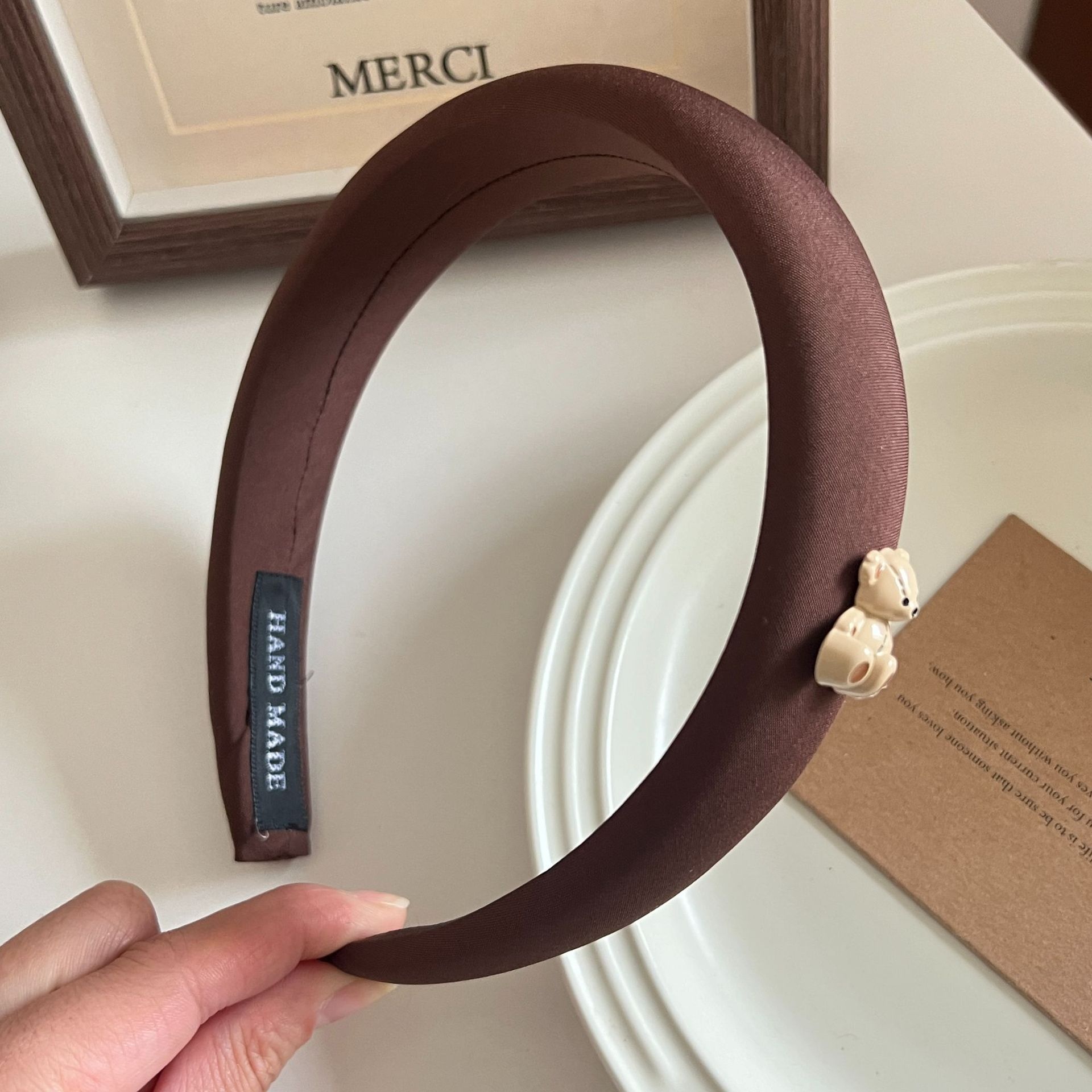 Women's Vintage Forest Lace Bun Scrunchie Hair Tie Coffee Plaid Cloth