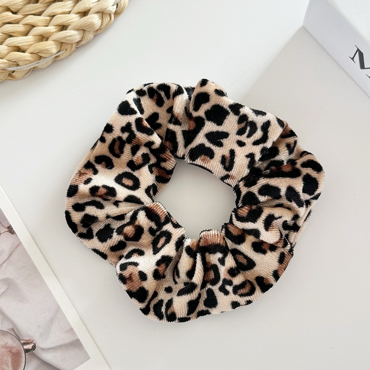 Women's Autumn Winter High Elastic Velvet Hair Tie Leopard Pattern