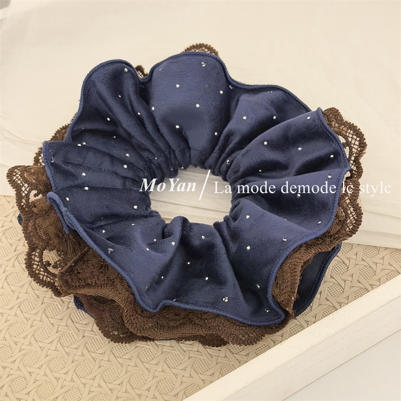 Women's Vintage Double-Sided Fabric Hair Tie For Buns Large Polka Dots