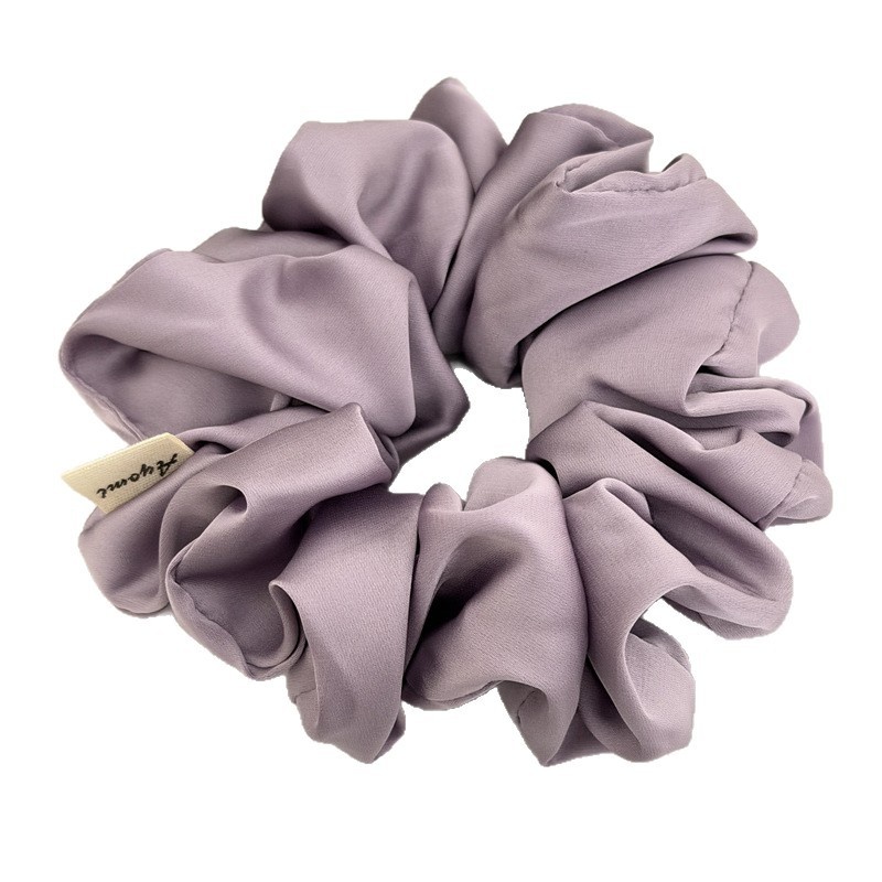 Women's Spring Elegant Satin Hair Tie Scrunchie Solid Color Beige